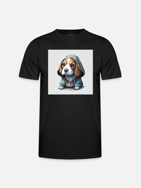 Beagle im Hoodie - Männer Funktions-T-Shirt - Schwarz