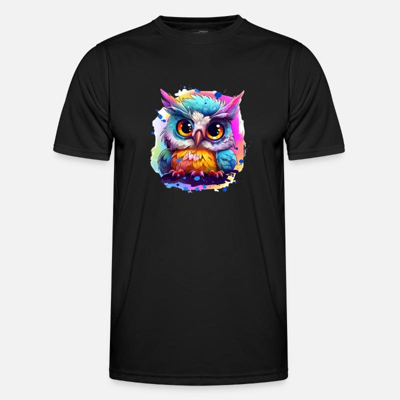 Niedliche Wachsame Eule | Nachtschwärmer Eule - Männer Funktions-T-Shirt - Schwarz