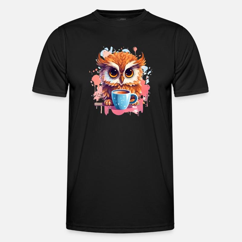 Niedliche Wachsame Eule | Nachtschwärmer Eule - Männer Funktions-T-Shirt - Schwarz