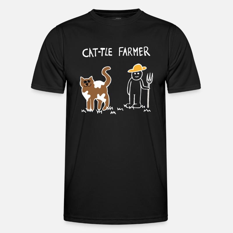 Cattle Cat Farmer (White) - Men's Functional T-Shirt - black