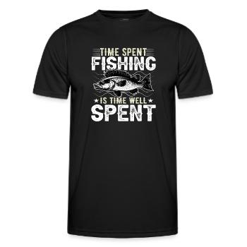 Le temps passé à pêcher est du temps bien dépensé - T-shirt sport Homme - noir - Devant - AI Model Male 178 dark (178cm)