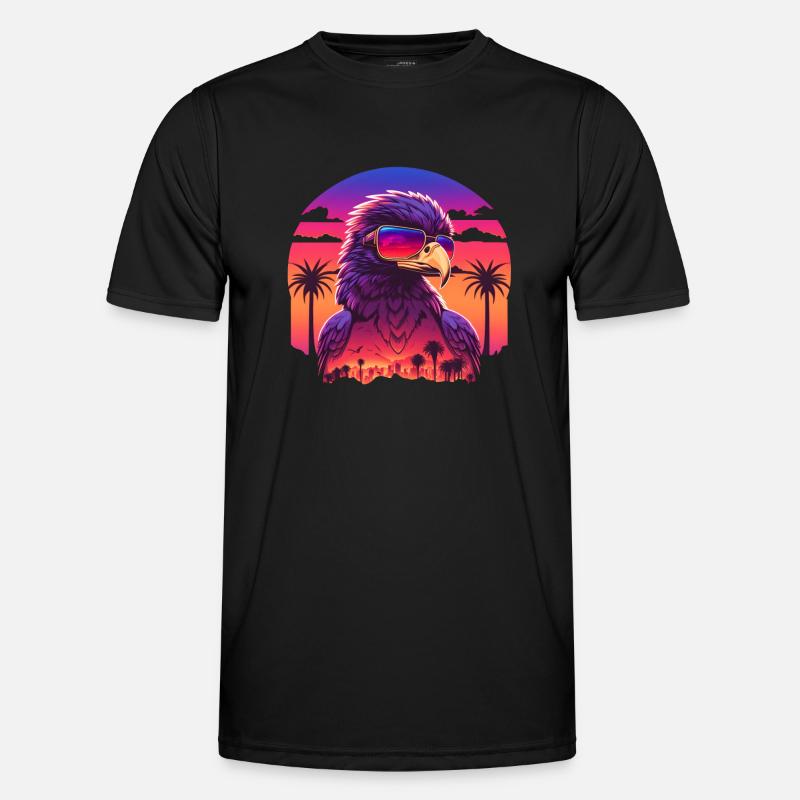 Synthwave eagle - Männer Funktions-T-Shirt - Schwarz