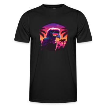 Synthwave eagle wearing sunglasses - Männer Funktions-T-Shirt - Schwarz - Vorne - AI Model Male 178 dark (178cm)