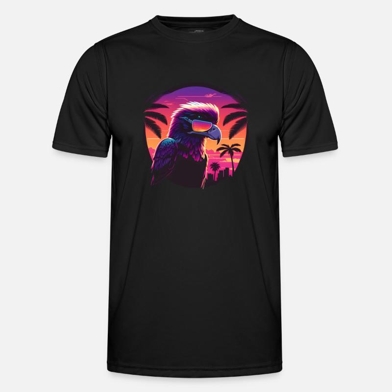 Synthwave eagle wearing sunglasses - Männer Funktions-T-Shirt - Schwarz