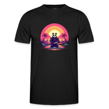 Synthwave Panda Samurai - T-shirt sport Homme - noir - Devant - AI Model Male 178 dark (178cm)
