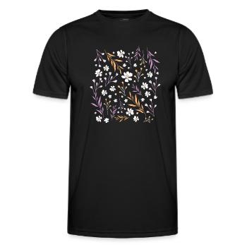 Floral floral motif Purple - Men's Functional T-Shirt - black - Front - AI Model Male 178 dark (178cm)