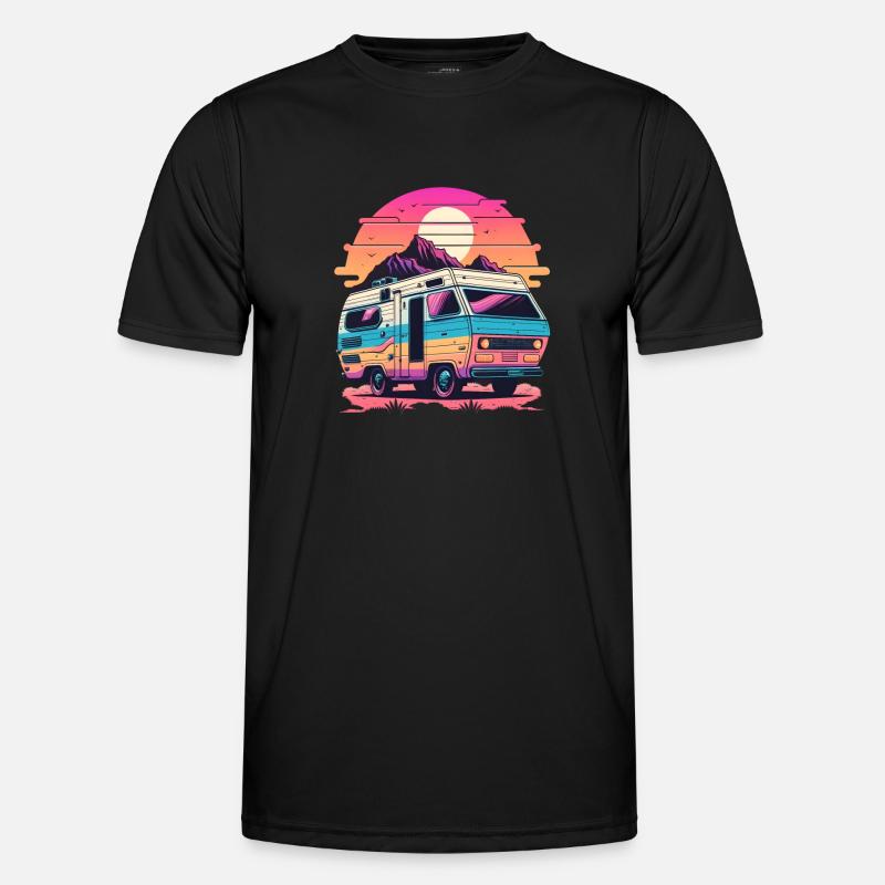 Synthwave Camper - Männer Funktions-T-Shirt - Schwarz
