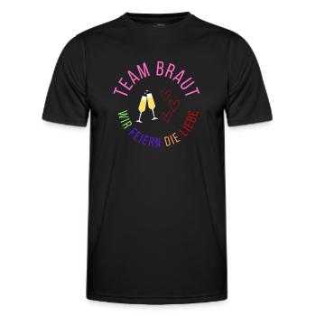 Team Braut - wir feiern die Liebe - Männer Funktions-T-Shirt - Schwarz - Vorne - AI Model Male 178 dark (178cm)
