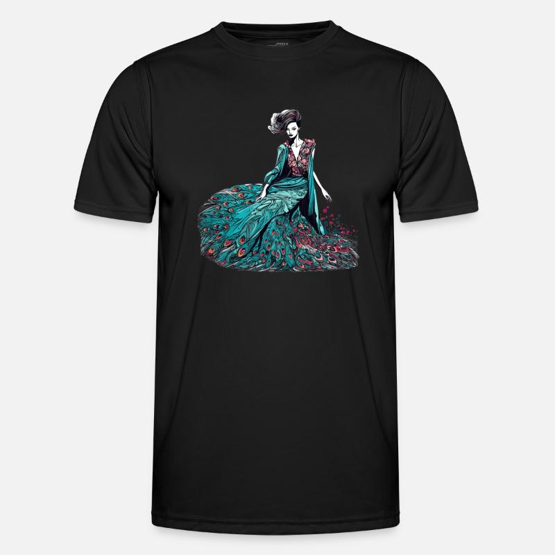 Modedesigner Peacock - Männer Funktions-T-Shirt - Schwarz