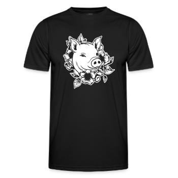 Pig Piggy Sow - Men's Functional T-Shirt - black - Front - AI Model Male 178 dark (178cm)