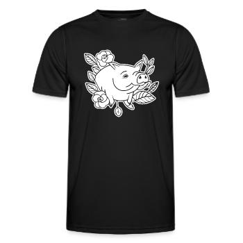 Pig Piggy Sow - Men's Functional T-Shirt - black - Front - AI Model Male 178 dark (178cm)