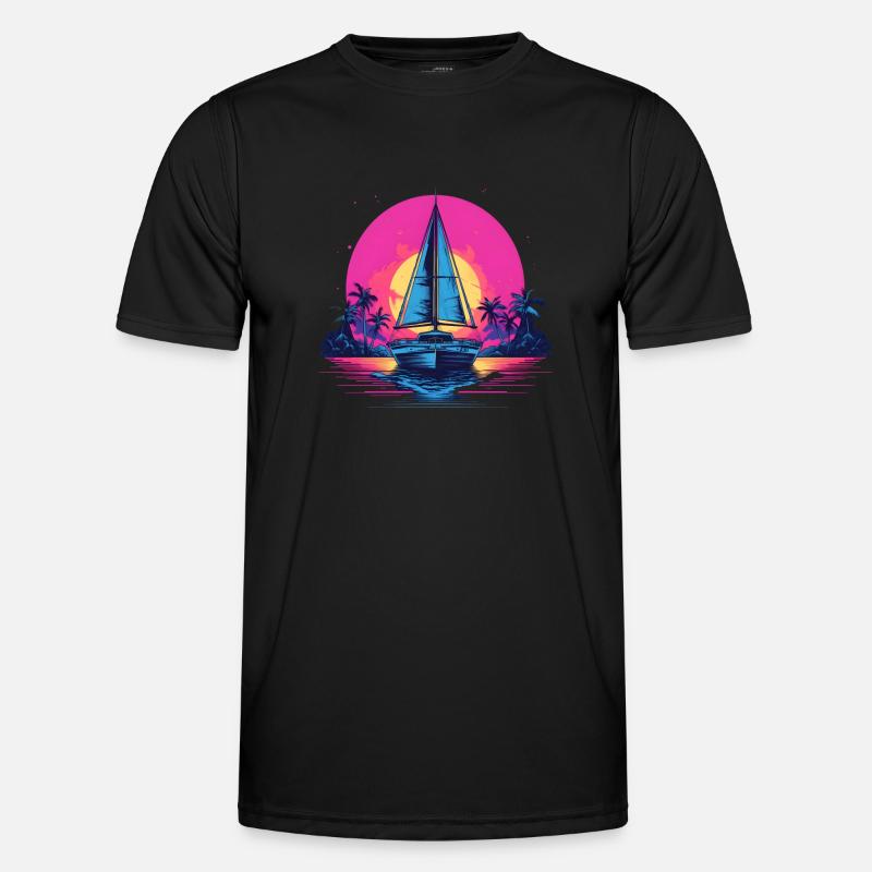Synthwave Yacht sunset Men's Functional T-Shirt
