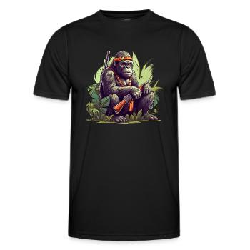 Les forêts tropicales humides sont protégées par des singes - T-shirt sport Homme - noir - Devant - AI Model Male 178 dark (178cm)