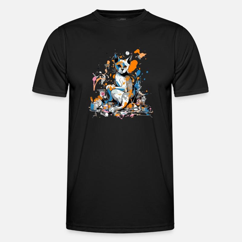 Miko the painter cat - Men's Functional T-Shirt - black