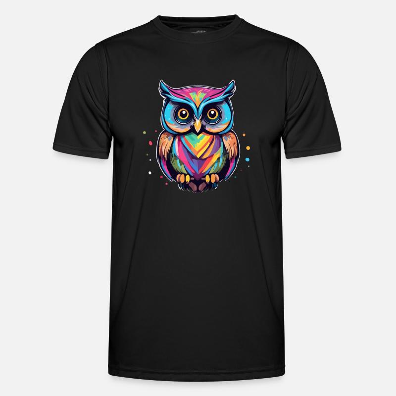 Bunte Eule - Männer Funktions-T-Shirt - Schwarz