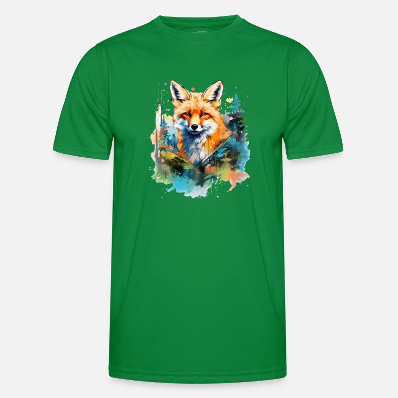 Rotfuchs, Aquarellfuchs Männer Funktions-T-Shirt