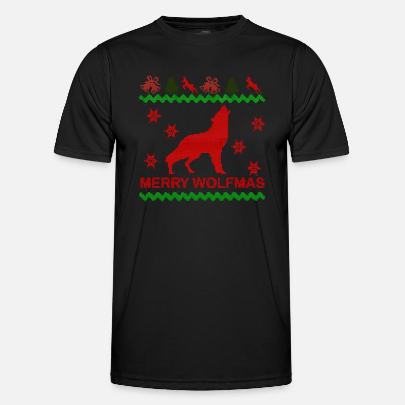 Merry Wolfmas Wolf Merry Ugly Christmas Pullover Männer Funktions-T-Shirt