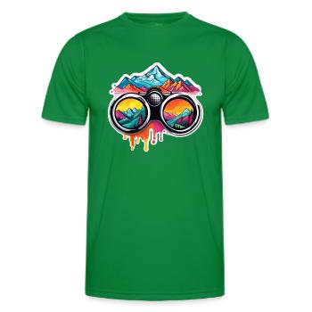 Binoculars / Observation / Observation / Adventure - Men's Functional T-Shirt - kelly green - Front - AI Model Male 178 dark (178cm)
