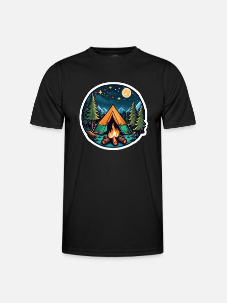 Camping, tent and campfire - Men's Functional T-Shirt - black