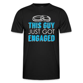 Fiancé Partner Gift Funny Engagement - Men's Functional T-Shirt - black - Front - AI Model Male 178 dark (178cm)