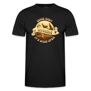 Come visit Wyoming- gold - Männer Funktions-T-Shirt - Schwarz - Vorne - AI Model Male 178 dark (178cm)