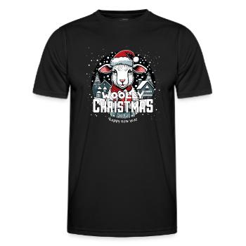 Mouton de Noël - Noël laineux - T-shirt sport Homme - noir - Devant - AI Model Male 178 dark (178cm)