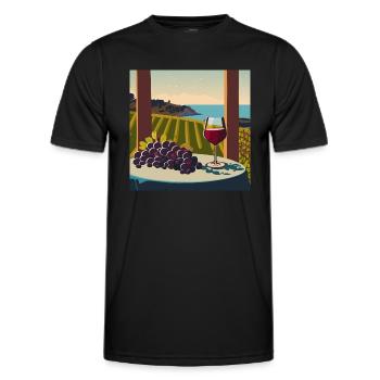 Rotwein / Wein / Weißwein - Männer Funktions-T-Shirt - Schwarz - Vorne - AI Model Male 178 dark (178cm)