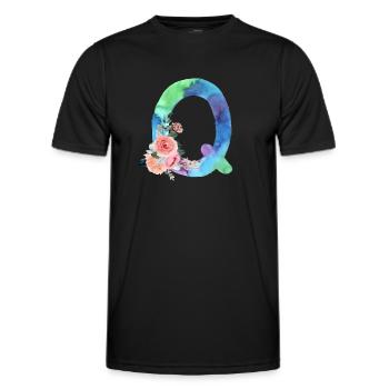 Lettre q watercolour - T-shirt sport Homme - noir - Devant - AI Model Male 178 dark (178cm)