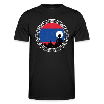 Laos Lao Laotian Flag Temple Lao I Gift - Men's Functional T-Shirt - black - Front - AI Model Male 178 dark (178cm)