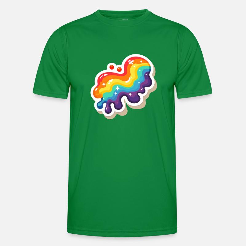 Regenbogen-Pouring-Farbe Männer Funktions-T-Shirt