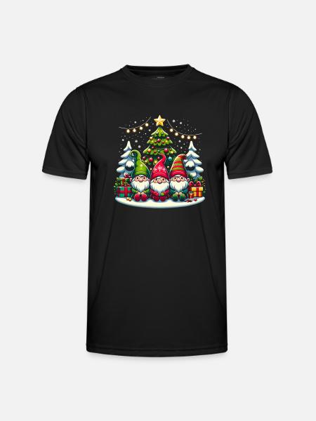 Gnomes Joyeux Noël Lumière Famille Gnome Noël - T-shirt sport Homme - noir