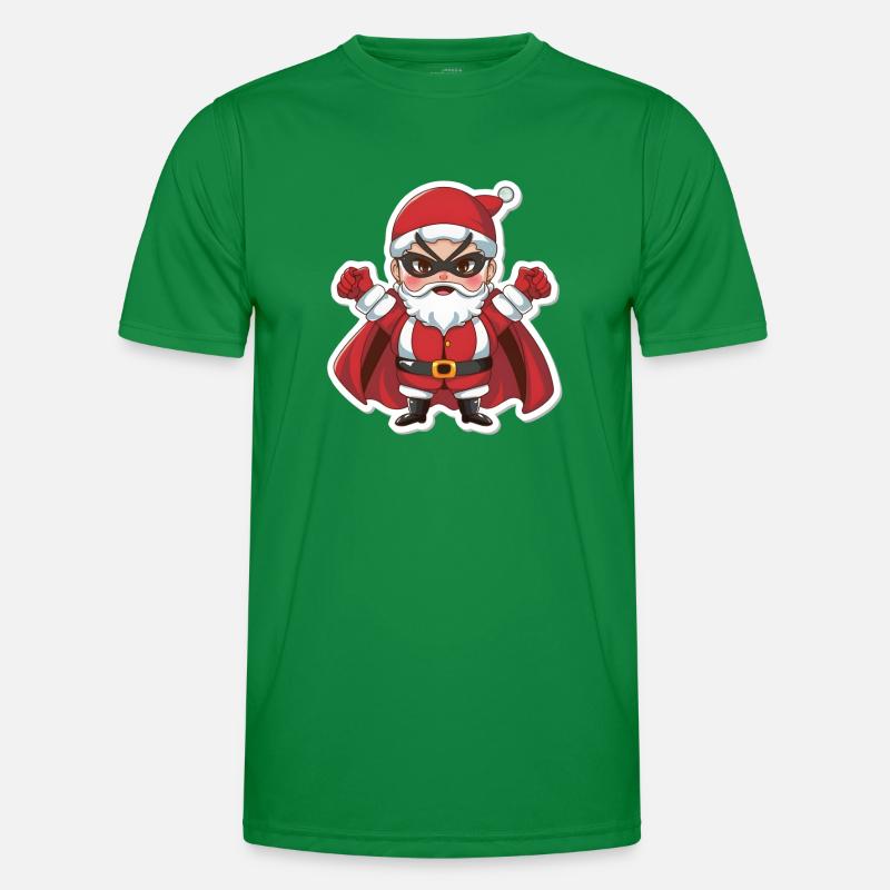 Weihnachtsmann Superheld Männer Funktions-T-Shirt