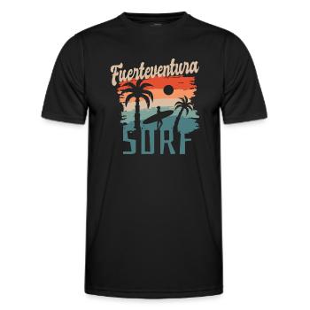 Fuerteventura Surf Island - Kanaren - Spanien - Männer Funktions-T-Shirt - Schwarz - Vorne - AI Model Male 178 dark (178cm)