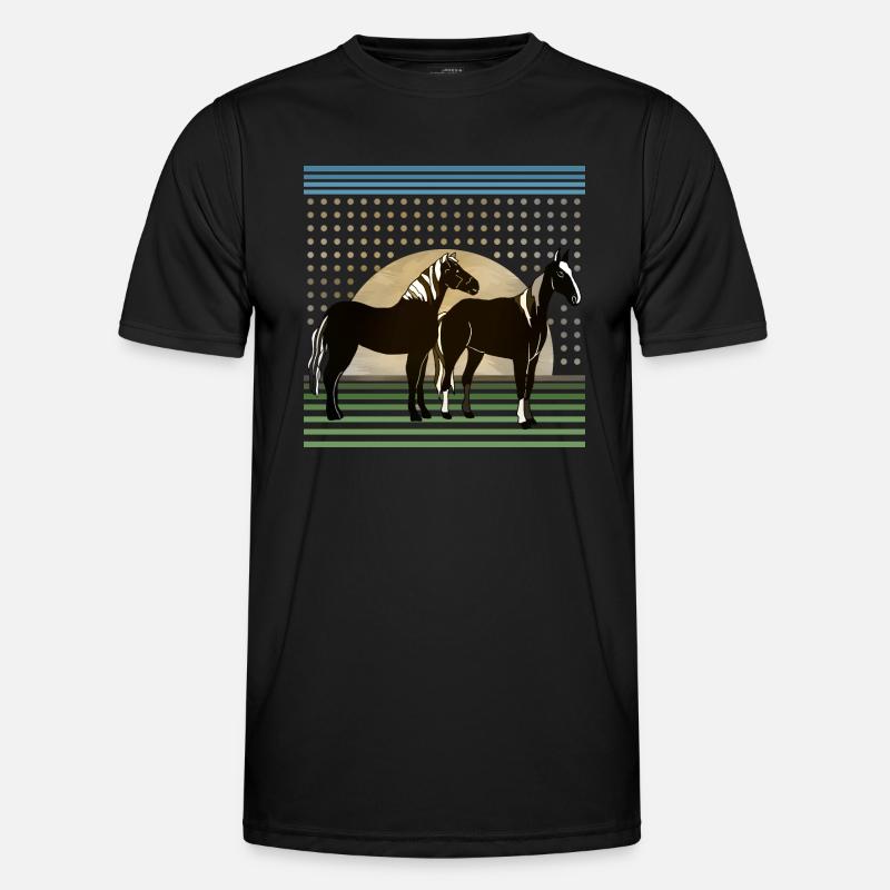 Pferde - Männer Funktions-T-Shirt - Schwarz