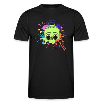 Crâne d’éclaboussure - T-shirt sport Homme - noir - Devant - AI Model Male 178 dark (178cm)