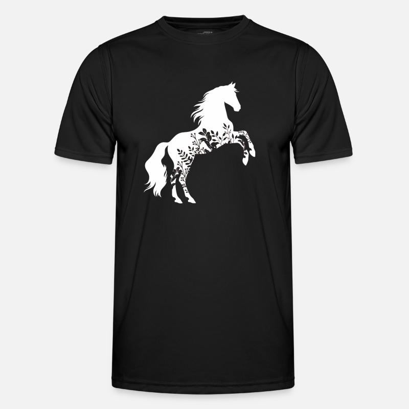 Blumenpferd - Männer Funktions-T-Shirt - Schwarz