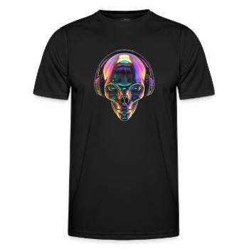 Tête extraterrestre chromatique avec casque - T-shirt sport Homme - noir - Devant - AI Model Male 178 dark (178cm)