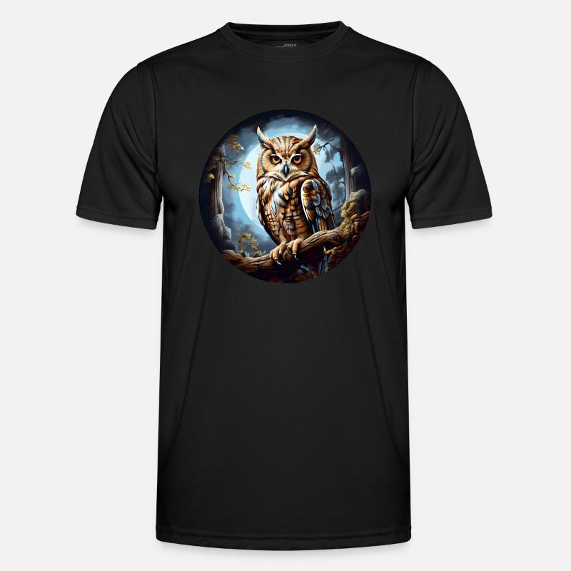 Große Eule - Männer Funktions-T-Shirt - Schwarz