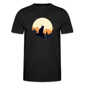 Lonely cat - Men's Functional T-Shirt - black - Front - AI Model Male 178 dark (178cm)