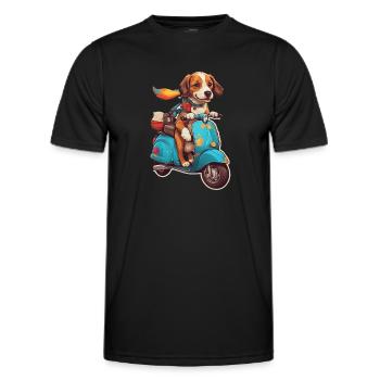 Hund auf einem Roller - Männer Funktions-T-Shirt - Schwarz - Vorne - AI Model Male 178 dark (178cm)