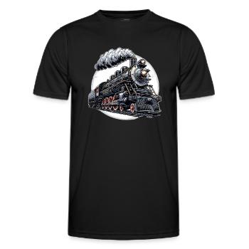 Steam Locomotive Graphics - Men's Functional T-Shirt - black - Front - AI Model Male 178 dark (178cm)