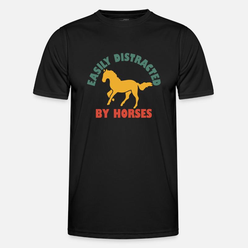 Easily Distracted By Horses - Men's Functional T-Shirt - black