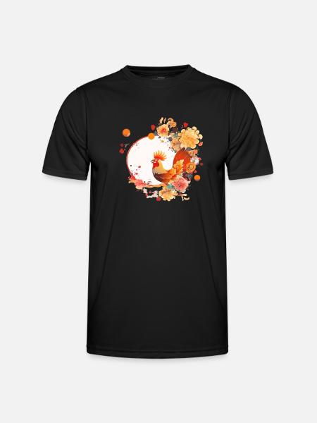 Chinesischer Neujahrshahn - Männer Funktions-T-Shirt - Schwarz