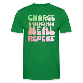 Charge Transmit Heal Repeat Spiritual healer Reiki - Men's Functional T-Shirt - kelly green - Front - AI Model Male 178 dark (178cm)