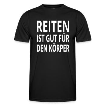 Reiten - Männer Funktions-T-Shirt - Schwarz - Vorne - AI Model Male 178 dark (178cm)