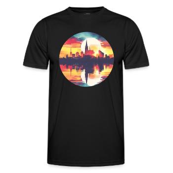 Ligne d’horizon de Sarrebruck - T-shirt sport Homme - noir - Devant - AI Model Male 178 dark (178cm)