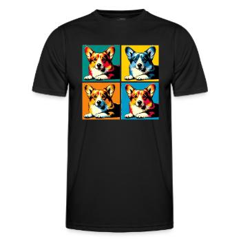 Pop Pembroke Welsh Corgi Hund Porträt - Männer Funktions-T-Shirt - Schwarz - Vorne - AI Model Male 178 dark (178cm)