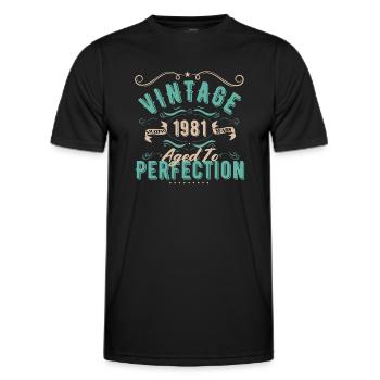 Jahrgang 1981 - 1981 Geburtstagsgeschenk - Männer Funktions-T-Shirt - Schwarz - Vorne - AI Model Male 178 dark (178cm)