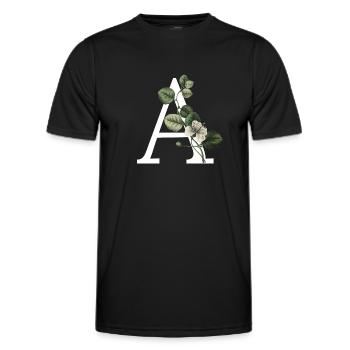 Letter A Green Botany - Men's Functional T-Shirt - black - Front - AI Model Male 178 dark (178cm)