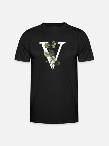 Green Botanical Letter V - Men's Functional T-Shirt - black